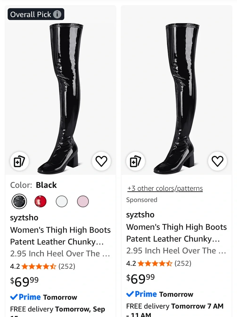 Patent Over-the-Knee Block Heel Boots - Black